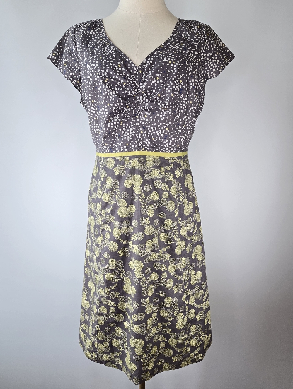 Boden Hotchpotch V-neck Cap Sleeve Midi Dress Size 8
